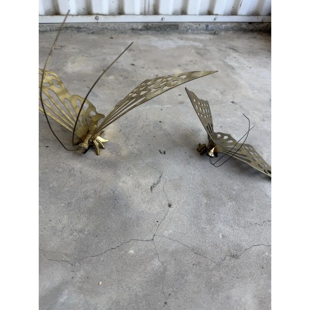 vintage 1970s brass butterfly wall Art  decor Set Of 2 Made In Korea